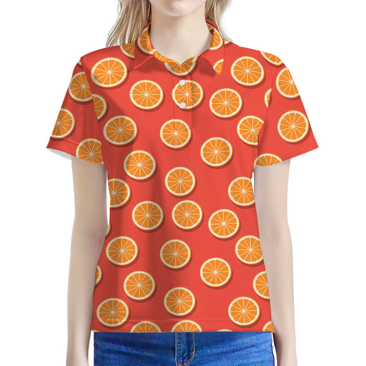 Orange Slices Pattern Print Women's Polo Shirt