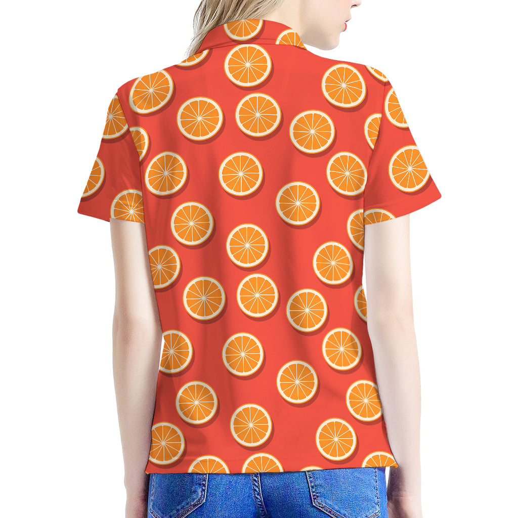 Orange Slices Pattern Print Women's Polo Shirt