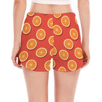 Orange Slices Pattern Print Women's Split Running Shorts