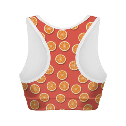 Orange Slices Pattern Print Women's Sports Bra