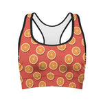 Orange Slices Pattern Print Women's Sports Bra