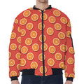 Orange Slices Pattern Print Zip Sleeve Bomber Jacket