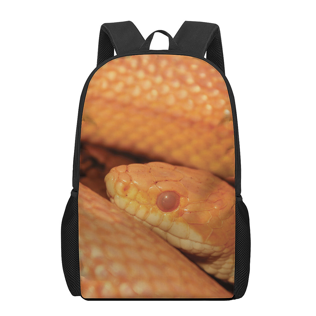 Orange Snake Print 17 Inch Backpack