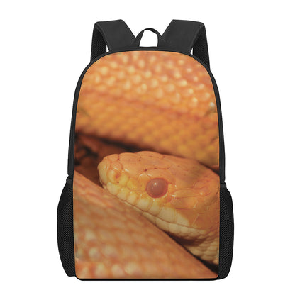 Orange Snake Print 17 Inch Backpack