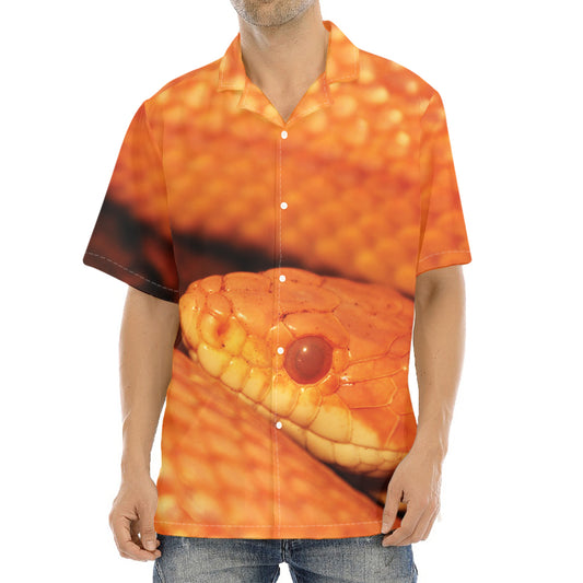 Orange Snake Print Aloha Shirt