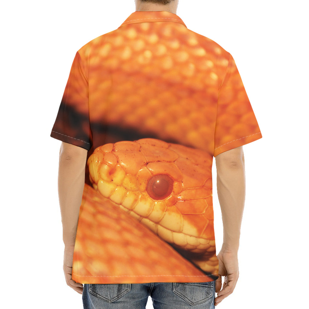 Orange Snake Print Aloha Shirt
