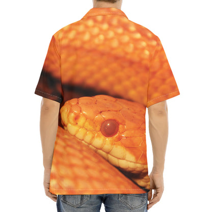 Orange Snake Print Aloha Shirt