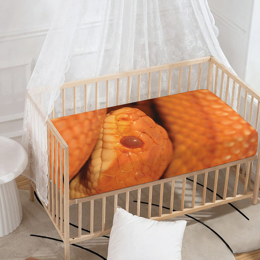 Orange Snake Print Baby Crib Sheet