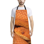 Orange Snake Print Bib Apron With Pocket