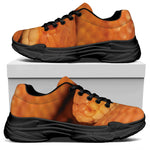 Orange Snake Print Black Chunky Shoes