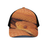 Orange Snake Print Black Mesh Trucker Cap