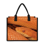 Orange Snake Print Canvas Tote Bag