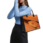 Orange Snake Print Canvas Tote Bag