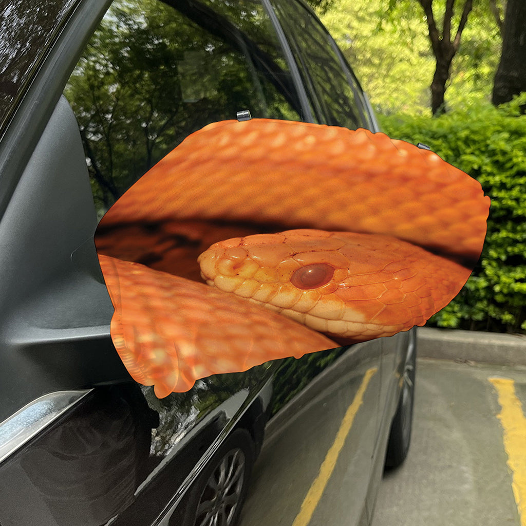 Orange Snake Print Car Side Mirror Covers