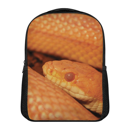 Orange Snake Print Casual Backpack