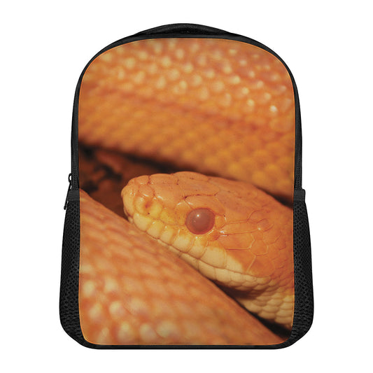 Orange Snake Print Casual Backpack