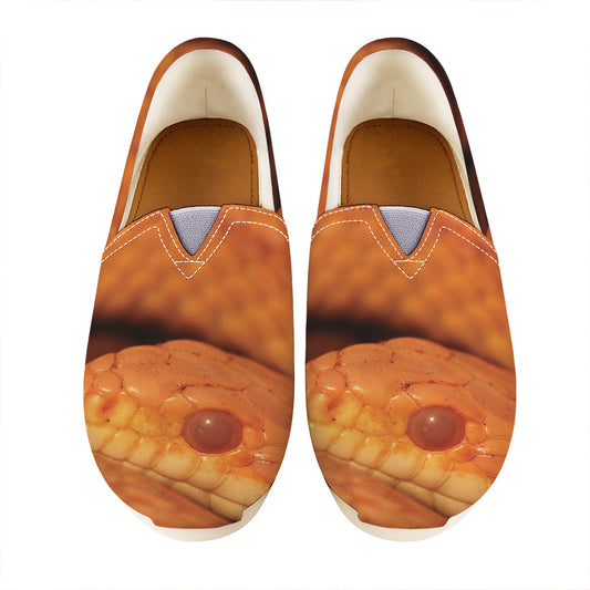 Orange Snake Print Casual Shoes