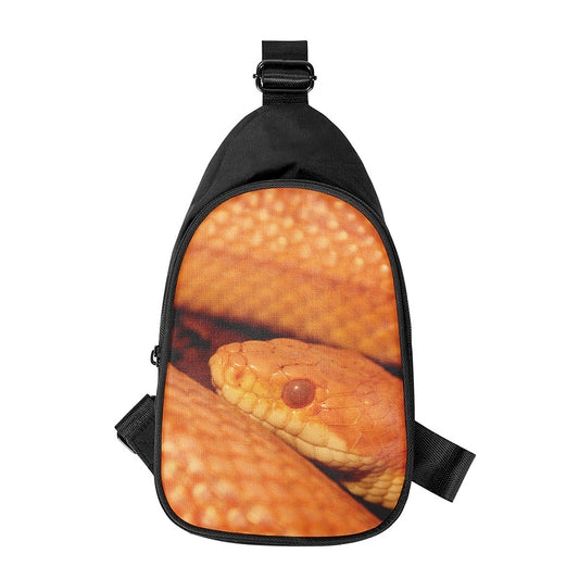 Orange Snake Print Chest Bag