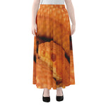 Orange Snake Print Chiffon Maxi Skirt
