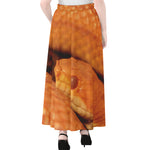 Orange Snake Print Chiffon Maxi Skirt