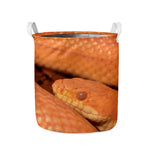 Orange Snake Print Collapsible Laundry Basket