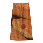 Orange Snake Print Cotton Front Slit Maxi Skirt