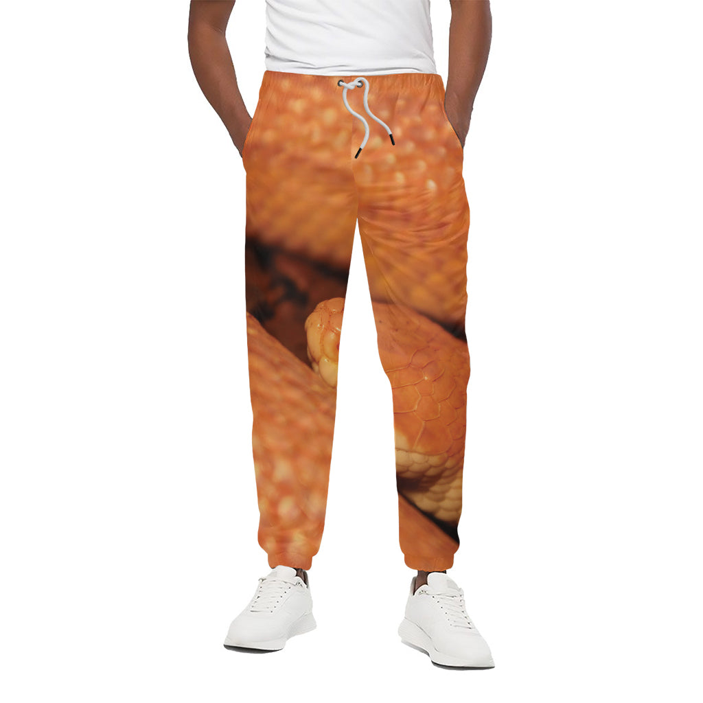 Orange Snake Print Cotton Pants