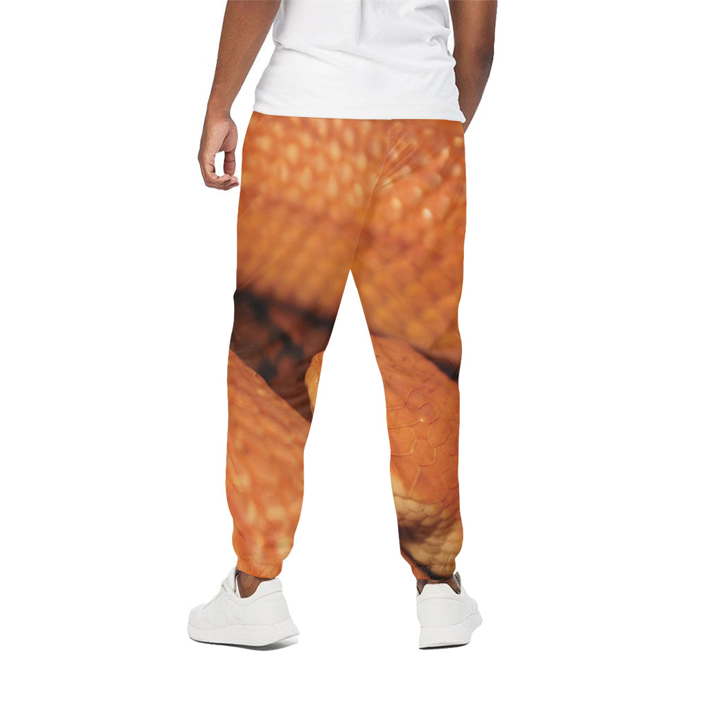 Orange Snake Print Cotton Pants