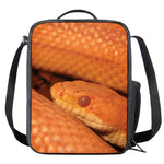 Orange Snake Print Crossbody Lunch Bag