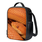 Orange Snake Print Crossbody Lunch Bag