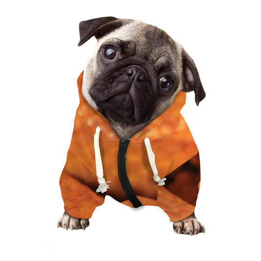 Orange Snake Print Dog Zip Up Hoodie
