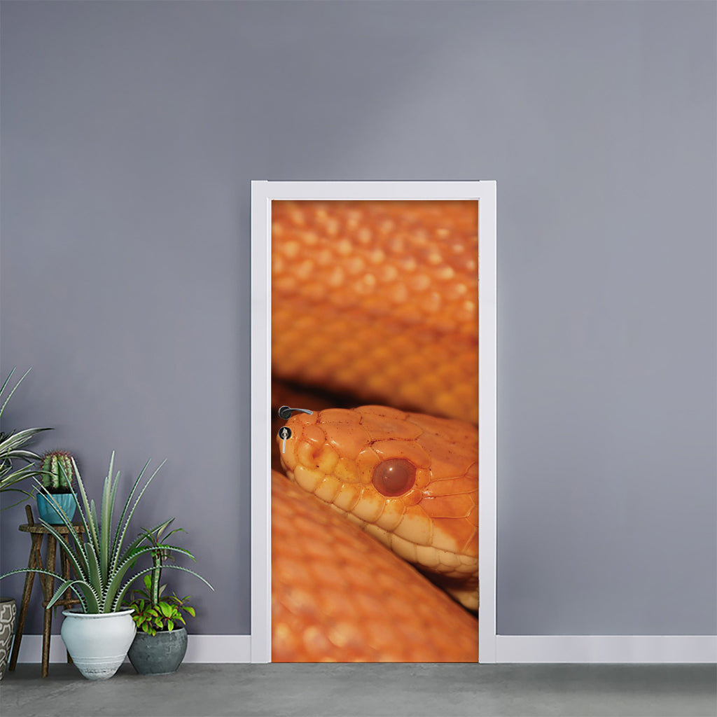 Orange Snake Print Door Sticker