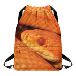 Orange Snake Print Drawstring Backpack
