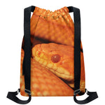 Orange Snake Print Drawstring Backpack
