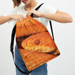 Orange Snake Print Drawstring Backpack