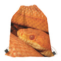 Orange Snake Print Drawstring Bag