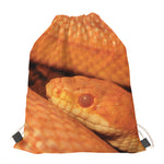 Orange Snake Print Drawstring Bag
