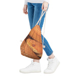 Orange Snake Print Drawstring Bag