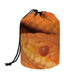 Orange Snake Print Drawstring Makeup Bag