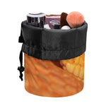 Orange Snake Print Drawstring Makeup Bag