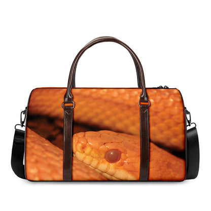 Orange Snake Print Duffle Bag