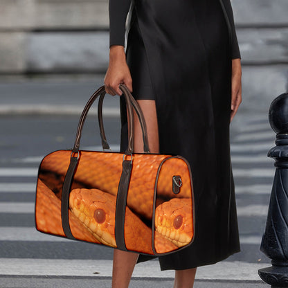 Orange Snake Print Duffle Bag
