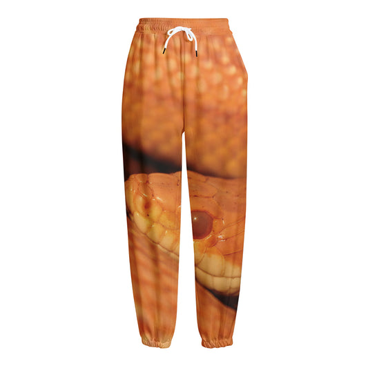 Orange Snake Print Fleece Lined Knit Pants