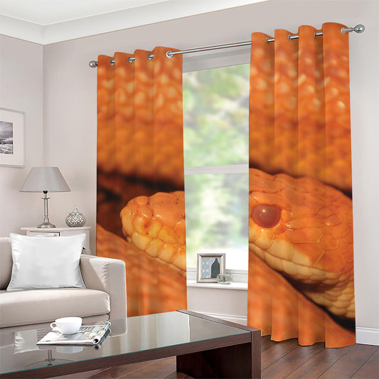 Orange Snake Print Grommet Curtains