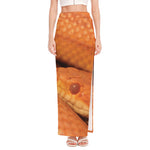 Orange Snake Print High Slit Maxi Skirt