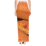 Orange Snake Print High Slit Maxi Skirt