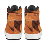 Orange Snake Print High Top Leather Sneakers