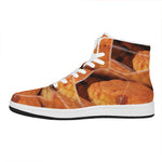 Orange Snake Print High Top Leather Sneakers