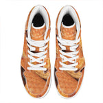 Orange Snake Print High Top Leather Sneakers