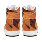 Orange Snake Print High Top Leather Sneakers
